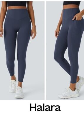 🔥NWTS! HALARA UltraSculpt High Waist Scrunch Butt Tummy Control Navy Leggings L